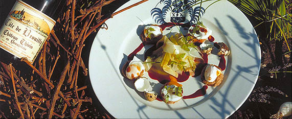 Meurette d'oeufs de caille des Dombes sauce au vin réduit de Bagnols