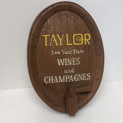 TAYLOR New York State Wines and Champagne 3D Barrel Bar Sign Hanging Vintage