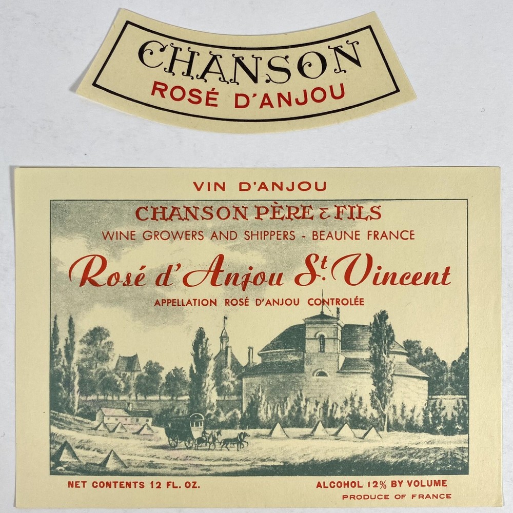 Rose D’Anjou St Vincent Chanson Pere & Fils Vintage 1960’s France Wine Labels