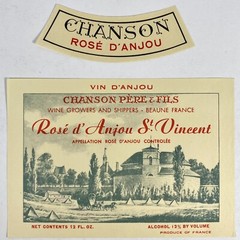 Rose D’Anjou St Vincent Chanson Pere & Fils Vintage 1960’s France Wine Labels