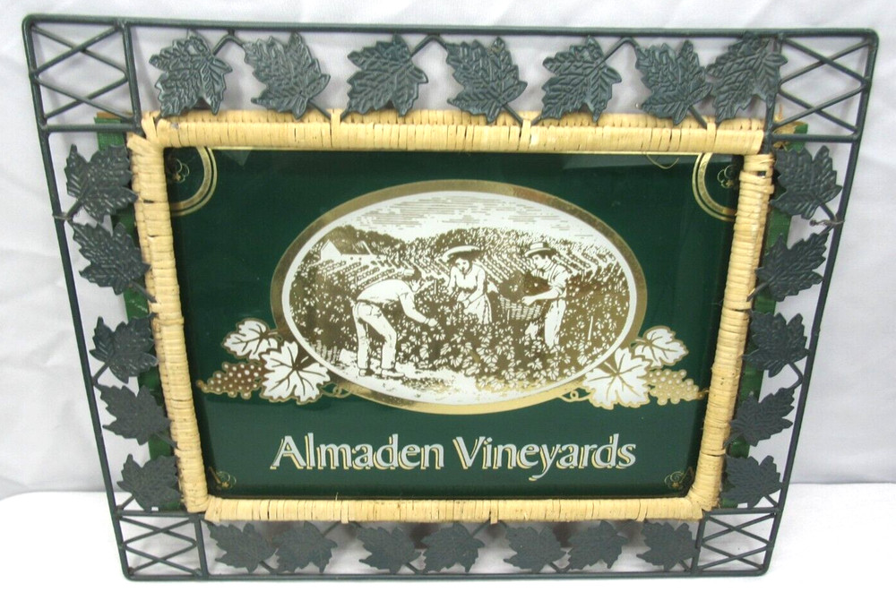 Green Almaden Vineyards Winery Wine Bar Sign 20&Prime; x 16&Prime; Vintage Framed