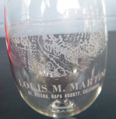 Vintage Louis M. Martini WINERY wine glass St. Helena Napa County California 6&Prime;