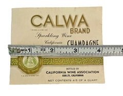 VTG CALWA Brand California Champagne Sparkling Wine Label Guasti CA 1960s LOT 2