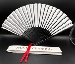 Moet & Chandon Champagne Sensu Folding Hand Fan – Bamboo,Paper, Grosgrain Ribbon