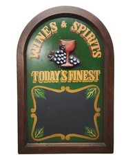 Vtg Large Wine & Spirits Message Board Chalk Menu Board Sign 3D 24 X 16&Prime; Pub Bar