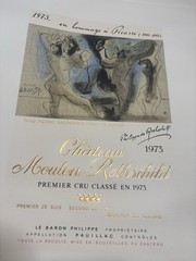 Picasso Framed Château Mouton Rothschild Original Label 1973 Highly Collectible