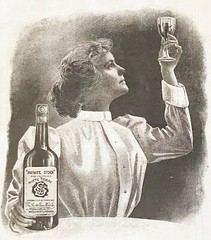 SANTA CLARA WINE CO c1900 Print Ad~Woman Drinks Private Stock White Tokay Bottle