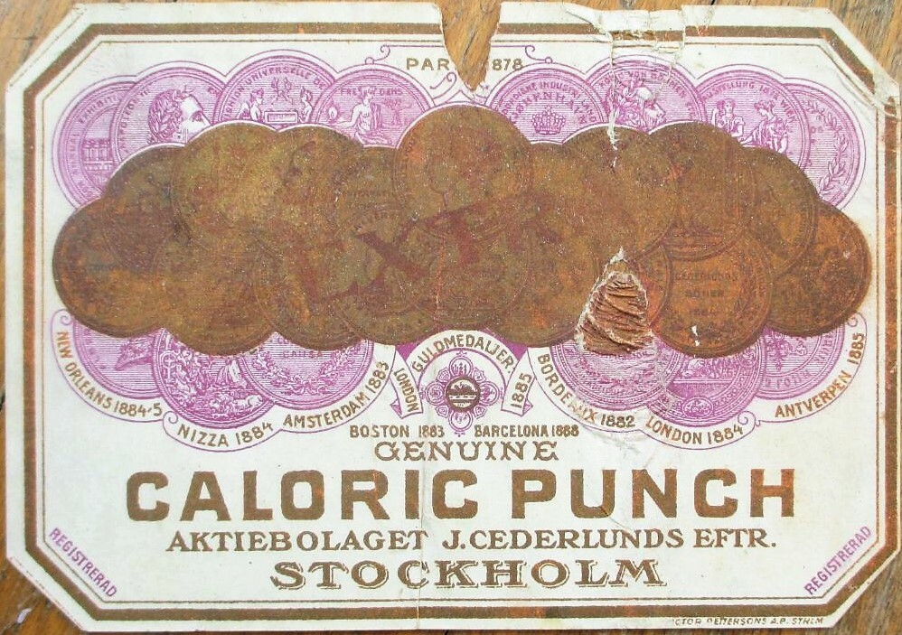 Stockholm, Sweden 1890s Liquor Label: Caloric Punch – Aktiebolaget J. Cederlunds