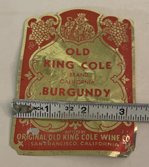 Lot of 2 Vintage Old King Cole California Burgundy Wine Label Gold Foil 1930s