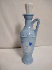 Vintage 1961 Jim beam blue milk glass grecian design socrates Plato Aristotle
