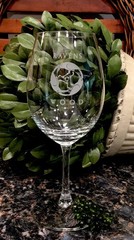 Vintage RAVENSWOOD Wine Glass David Lance Goines Art 1979 Sonoma ~ PRISTINE!