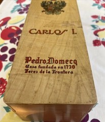 VINTAGE PEDRO DOMECQ CARLOS I SHERRY BRANDY WINE BOX CRATE 12.25 x 4.25 x 3.75