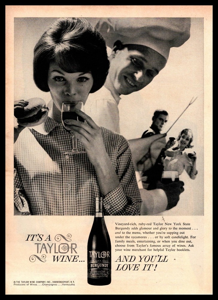 1962 Taylor New York State Burgundy Wine Hammondsport New York Vintage Print Ad