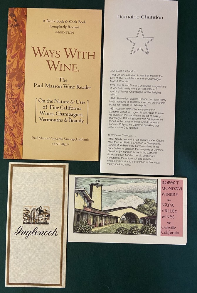 5 Brochures of California Wineries Concannon Mondavi Domain Chandon Paul Masson