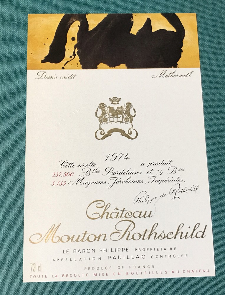 The 1974 Chateau Mouton Rothschild (Specimen) – Label By: Motherwell