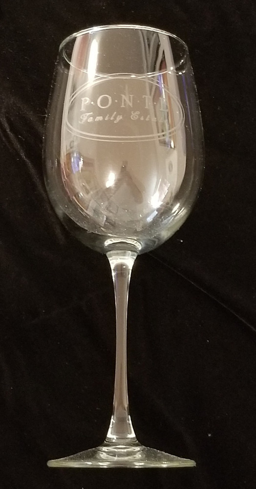 Ponte Family Estate – Temecula California – Wine Glass w/ White Artwork 8&Prime; Tall