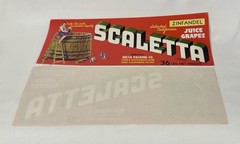 NOS Vintage Scaletta Grape Crate Labels Zinfandel Lodi CA Woman Barrel