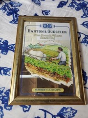 Vintage B&G Barton & Guestier Bar Mirror Fine French Wines Framed Summer