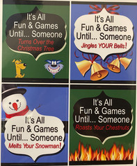 Wine Bottle Labels Christmas Novelty Deco, 4 Wine Labels, Party Time Fun! NEW!
