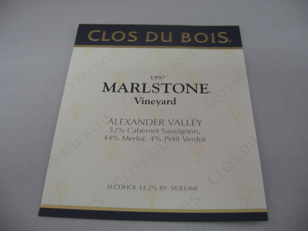 1997 Clos du Bois Marlstone Vineyard Wine Label Alexander Valley Red Blend
