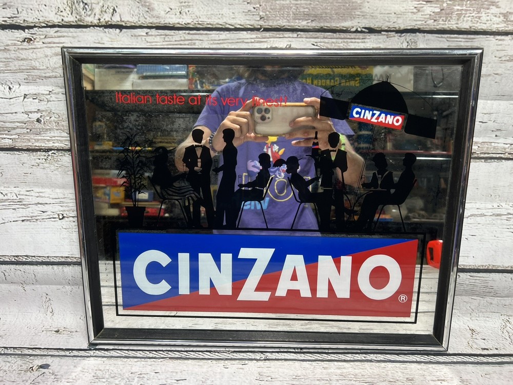 VTG Cinzano Wine Italian Taste At Its Very Finest Wall Hanging Mirror Sign