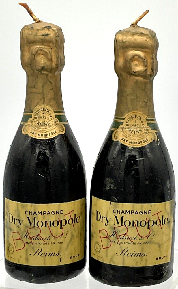 Vintage Dry Monopole Brut Champagne 5” Candles Wine Bar Man Cave Promo Advertise