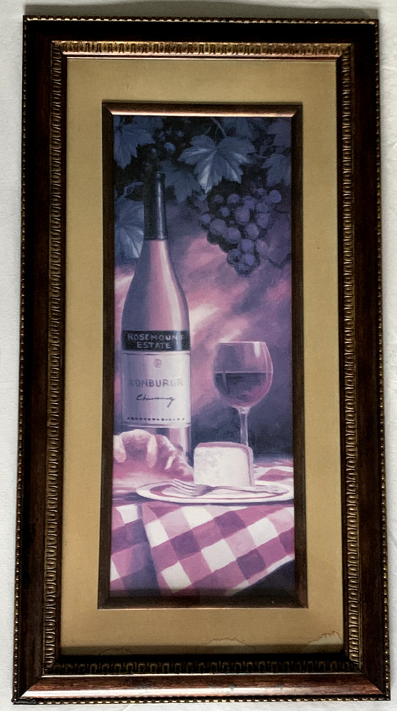 Vintage Framed Print Wall Art Bottle Of Rosemount Wine, Dining Room/Kitchen