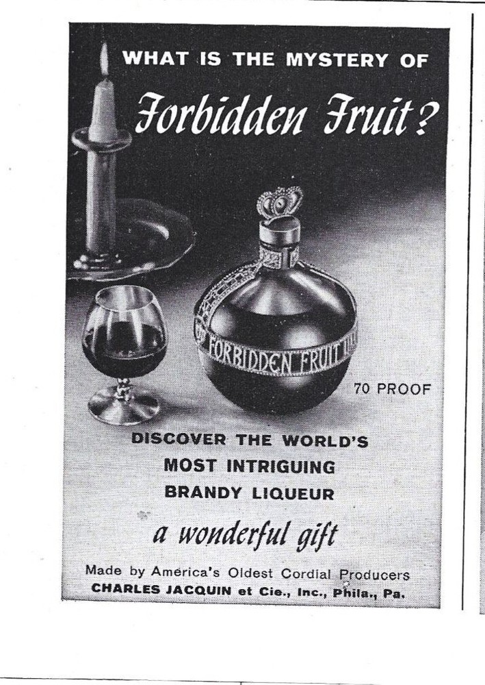Vintage 1959 Print Forbidden Fruit Brandy Liqueur Charles Jacquin