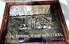 Vtg INGLENOOK Winery 1986 Wooden Framed Smoky Glass Mirror Bar Wall Sign 19X15”