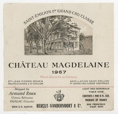 Chateau Magdelaine Wine Label 1967 France French Charles