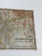 De Loach Vineyards Sonoma Cuvee Wine Label 1992 Chardonnay 90s Design