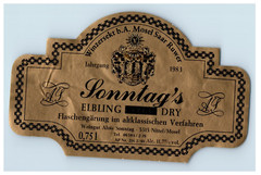 1960&rsquo;s-80&rsquo;s Jonntags Elbling Dry Flaschengarung German Wine Label S72E