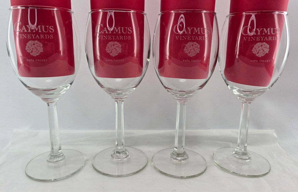Caymus Vineyards Wine Glass Set of 4 Napa Valley California Stemware 6.75&Prime; Tall