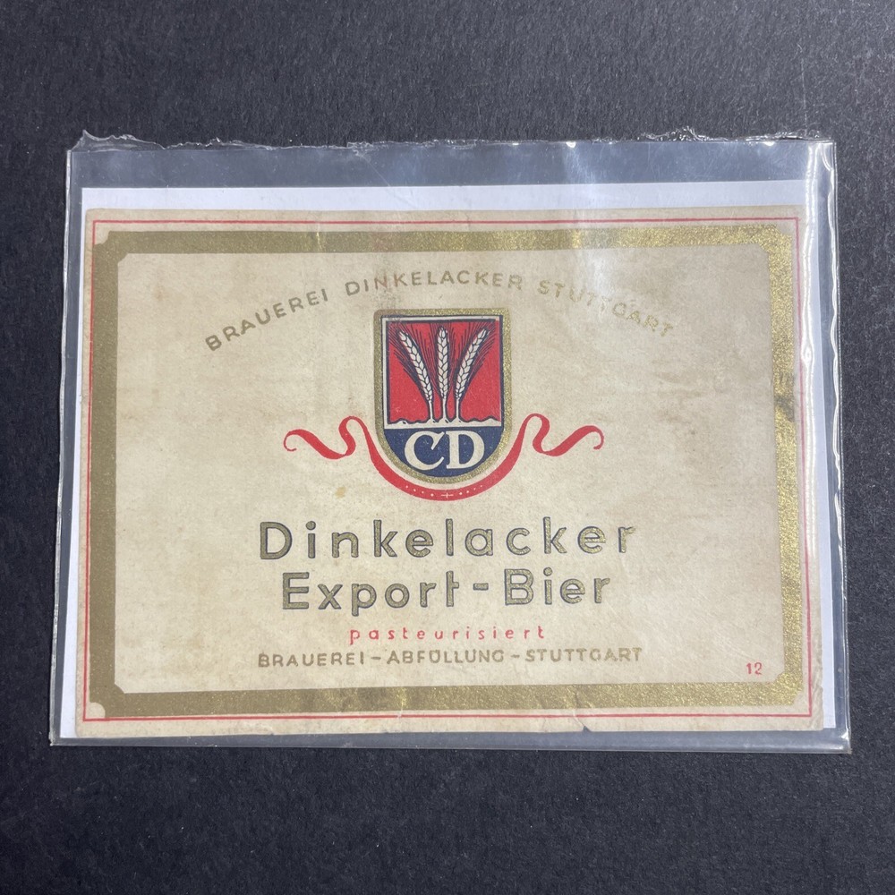 Vintage c1920s Dinkelacker Bier UNUSED Paper Label Stuttgart Germany Q1928