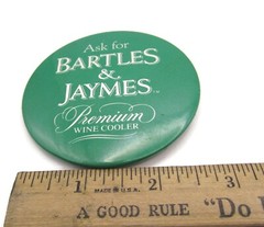 Vintage 80s Bartles & Jaymes Premium Wine Cooler Promo Pinback Button