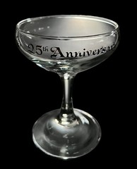 Set of 2 Glass 25th Anniversary Champagne Toasting Glasses 4.5” Tall