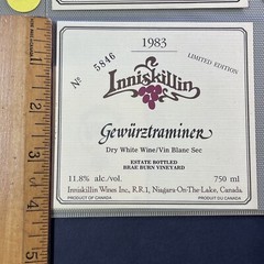 Vintage 1983 Inniskillin Winery Gewurztraminer Wine UNUSED Paper Label Q97