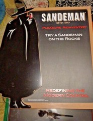 VINTAGE SANDEMAN WOOD BAR WINERY MENU MESSAGE CHALK BOARD SIGN WINE