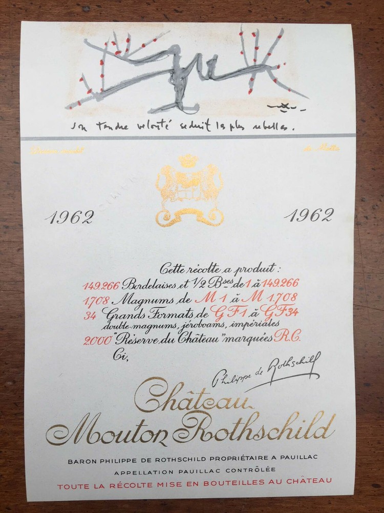 The 1962 Chateau Mouton Rothschild (Specimen) – Label By: Roberto Matta