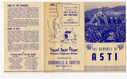 The Romance of ASTI Brochure Italian Swiss Colony Famous California Wines 1930&rsquo;s