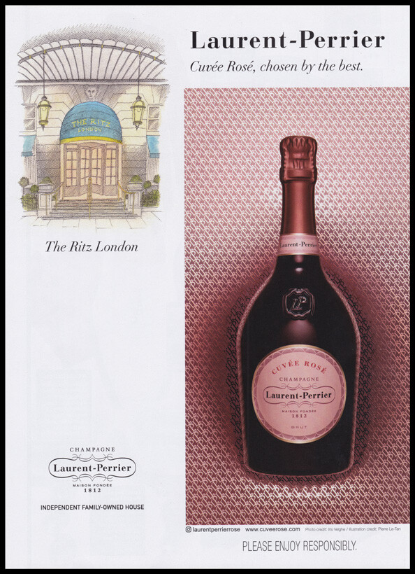Laurent Perrier champagne PRINT AD 2019 drawing of The Ritz London
