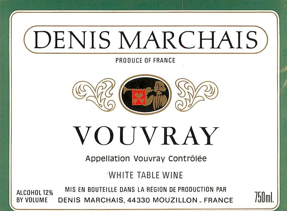 Denis Marchais Vouvray Mouzillon France White Table 1970s 1980s Vtg Wine Label