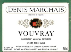 Denis Marchais Vouvray Mouzillon France White Table 1970s 1980s Vtg Wine Label
