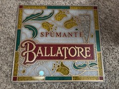 VINTAGE 1980’S SPUMANTE BALLATORE WINE STAINED GLASS SIGN 18.5” X 17”