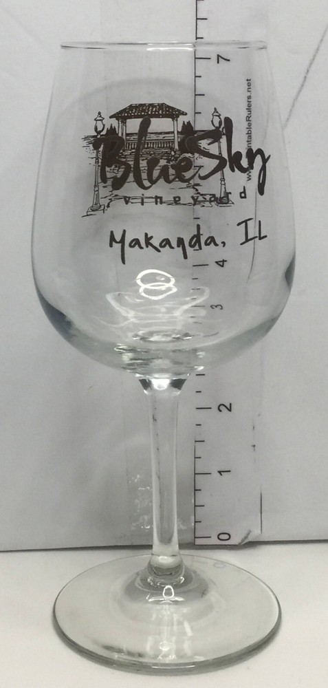Blue Sky Vineyard – Makanda, IL – Wine Glass Brown Artwork – 7-1/2&Prime; Tall – Rare