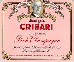Famiglia Cribari Pink Champagne San Francisco CA 1970s 1980s Vintage Wine Label