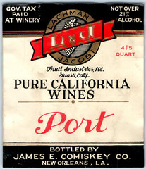 1920s-30s Lachman Jacobi California Port Wine James Comiskey Co. Label WL2