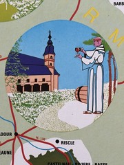 Vintage French Wine Poster Sud-Ouest France Vineyards SOPEXA 1970s Map