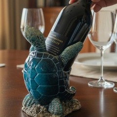 Sea Turtle Wine Bottle Holder Ceramic Heavy Unique
