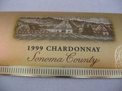 Chateau Souverain 1999 Sonoma County Chardonnay Wine Label Unused Gold Foil